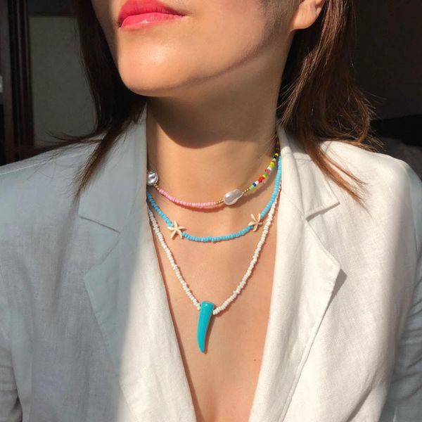 chains bohemian rice beads simple choker horn pendant handmade beaded necklace stand of women girl for party beach, Silver
chains bohemian rice beads simple choker horn pendant handmade beaded necklace stand of women girl for party beach, Silver