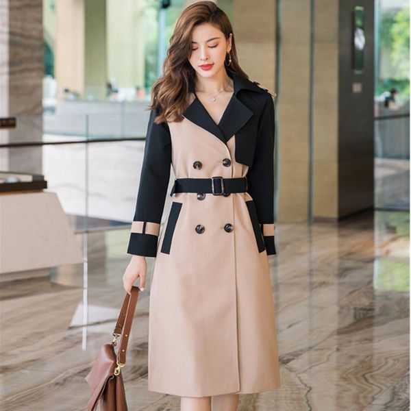 women's trench coats spring autumn splice colour clothes slim fit overcoat long sleeve 2021 plus size windbreaker female outerwear, Tan;black
women's trench coats spring autumn splice colour clothes slim fit overcoat long sleeve 2021 plus size windbreaker female outerwear, Tan;black