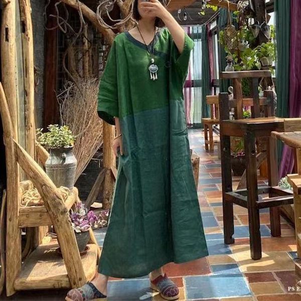 casual dresses fairynatural linen patchwork ladies vintage belt chinese style v-neck women loose 2021 summer dress three quarter sleeve, Black;gray
casual dresses fairynatural linen patchwork ladies vintage belt chinese style v-neck women loose 2021 summer dress three quarter sleeve, Black;gray