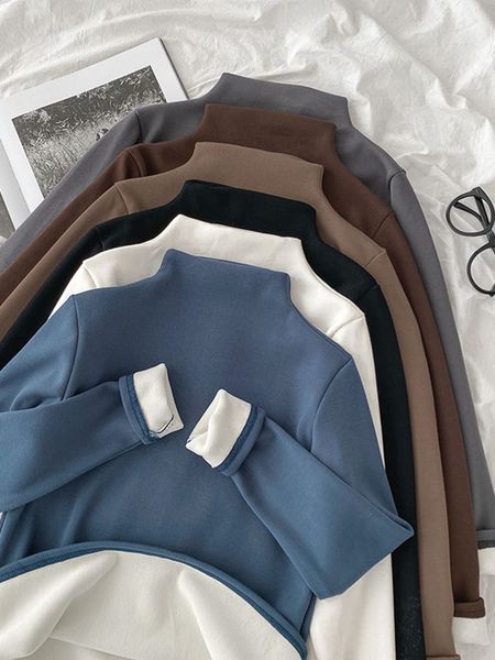women's t-shirt spring half high collar plush bottoming t-shirt casual solid long sleeve pullovers korean versatile jmvi, White
women's t-shirt spring half high collar plush bottoming t-shirt casual solid long sleeve pullovers korean versatile jmvi, White