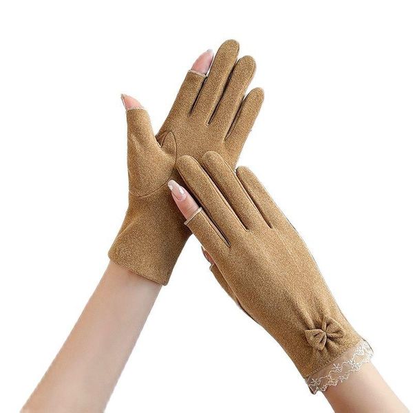 five fingers gloves autumn winter women thin section lace side not bloated writing drive cycling work elasticity elegant bow half-finge, Blue;gray
five fingers gloves autumn winter women thin section lace side not bloated writing drive cycling work elasticity elegant bow half-finge, Blue;gray