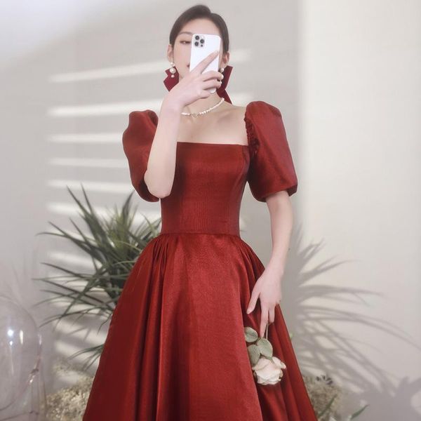 ethnic clothing burgundy square neck prom dresses women backless lacing up long a-line evening party toast gown, Red
ethnic clothing burgundy square neck prom dresses women backless lacing up long a-line evening party toast gown, Red