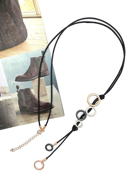 matte pewter rose gold plated 3 colors loop pendant long vintage necklace with black leather for women jewelry girl gift 32 inch necklaces, Silver
matte pewter rose gold plated 3 colors loop pendant long vintage necklace with black leather for women jewelry girl gift 32 inch necklaces, Silver