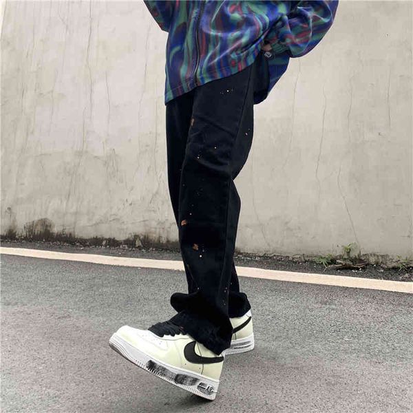 men's pants and women's casual jeans, ripped, straight, loose, harajuku style, hip hop nafu, Black
men's pants and women's casual jeans, ripped, straight, loose, harajuku style, hip hop nafu, Black