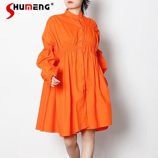 casual dresses personalized orange pleated shirt dress ladies 2021 spring fashion stand collar lantern long sleeve solid color irregular, Black;gray
casual dresses personalized orange pleated shirt dress ladies 2021 spring fashion stand collar lantern long sleeve solid color irregular, Black;gray