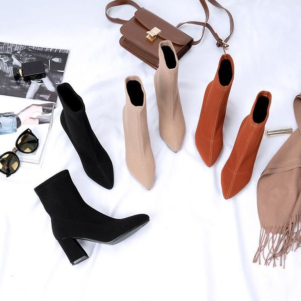 boots ins stylish sock black nude square heel women shoes fashion stretch fabric ankle for chaussures femme 43
boots ins stylish sock black nude square heel women shoes fashion stretch fabric ankle for chaussures femme 43