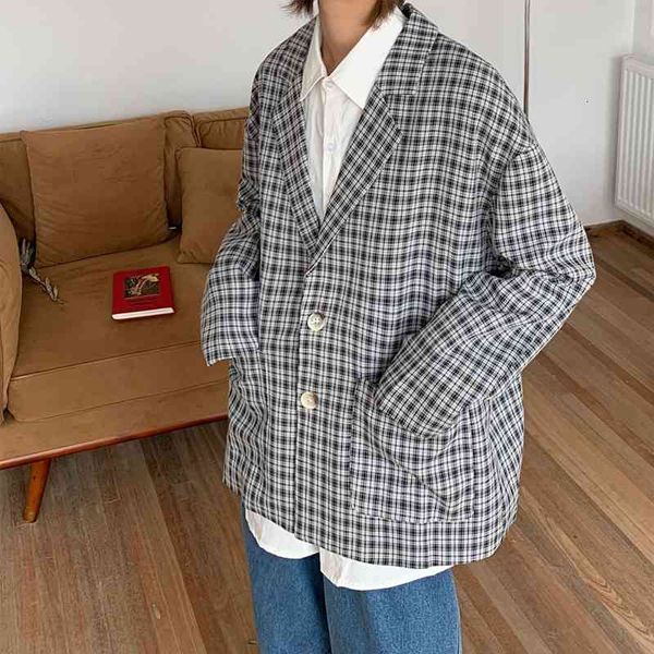 men's suits & blazers autumn korean plaid blazer fashion retro business casual suit jacket men streetwear wild loose dress jackets, White;black
men's suits & blazers autumn korean plaid blazer fashion retro business casual suit jacket men streetwear wild loose dress jackets, White;black
