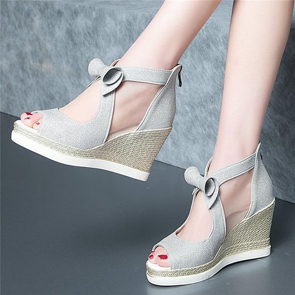 bowknot shoes women shiny glitter platform wedges high heel gladiator sandals female breathable lace open toe party pumps, Black
bowknot shoes women shiny glitter platform wedges high heel gladiator sandals female breathable lace open toe party pumps, Black