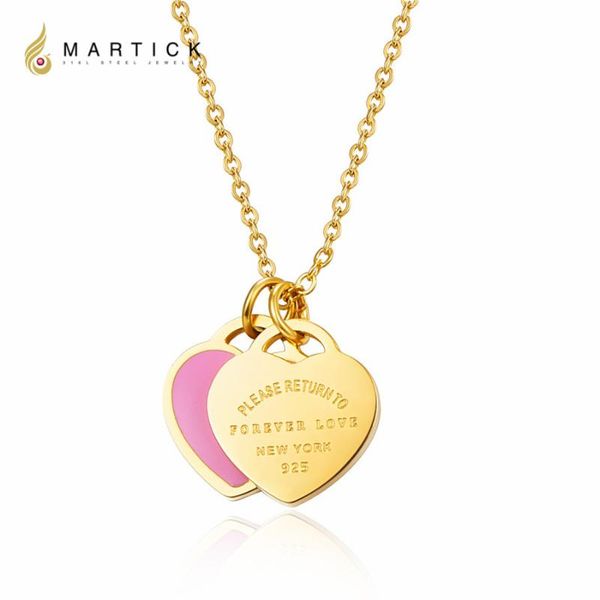 pendant necklaces martick 316l stainless steel gold-color pink green double heart link chain necklace fashion jewelry for women p2, Silver
pendant necklaces martick 316l stainless steel gold-color pink green double heart link chain necklace fashion jewelry for women p2, Silver