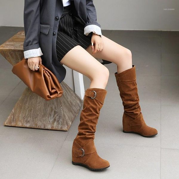 boots pleated women shoes winter knee-high height increasing casual fashion round toe all match flock thermal, Black
boots pleated women shoes winter knee-high height increasing casual fashion round toe all match flock thermal, Black