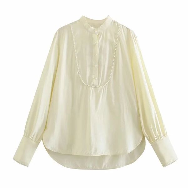 elegant yellow o-neck beadeding solid women shirt single breasted pearl buttons trim lady blouse mujer 210521, White
elegant yellow o-neck beadeding solid women shirt single breasted pearl buttons trim lady blouse mujer 210521, White