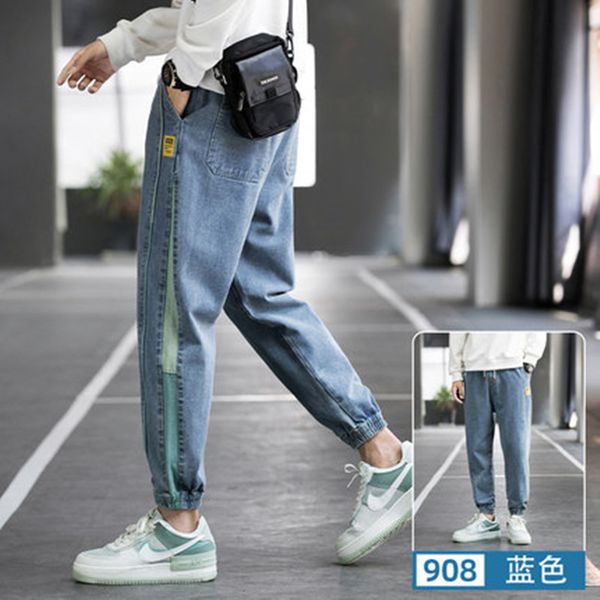 jeans 2021 korean fashion brand loose corset casual small feet summer men's pants, Blue
jeans 2021 korean fashion brand loose corset casual small feet summer men's pants, Blue