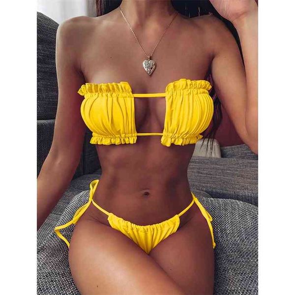 pleated bandeau swimsuit female swimwear women mini thong bikini set bather swimming beachwear for bathing suit 210730, White;black
pleated bandeau swimsuit female swimwear women mini thong bikini set bather swimming beachwear for bathing suit 210730, White;black