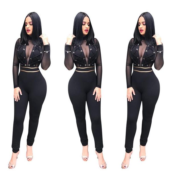 gym clothing women long sleeve mesh patchwork lace up high waist pencil pants jumpsuits black rompers bodycon playsuits, White;black
gym clothing women long sleeve mesh patchwork lace up high waist pencil pants jumpsuits black rompers bodycon playsuits, White;black