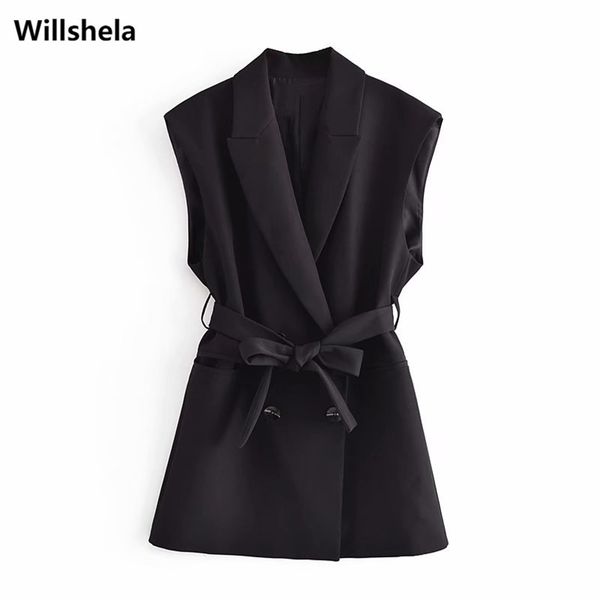 elegant women sleeveless blazer with belt fashion office lady coat chic woman jacket vest suit veste femme 211006, White;black
elegant women sleeveless blazer with belt fashion office lady coat chic woman jacket vest suit veste femme 211006, White;black
