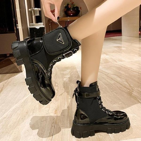 boots ladies leather basic motorcycle black punk rock shoes fashion women