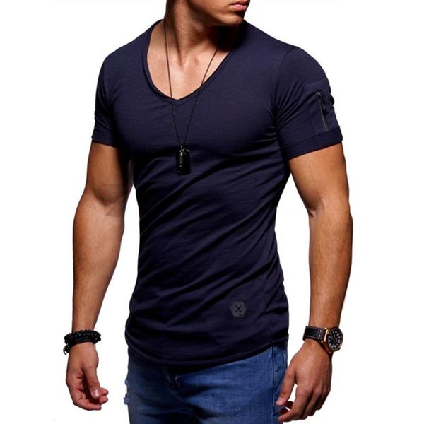 men's t-shirts zipper sleeve tshirt men v neck short cotton slim fit t-shirt mens skinny casual summer camisetas hombre, White;black
men's t-shirts zipper sleeve tshirt men v neck short cotton slim fit t-shirt mens skinny casual summer camisetas hombre, White;black