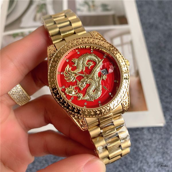 41mm size three stitches working mens watch luxury watches with calendar metal strap brand rol quartz wristwatch for men dragon, Slivery;brown
41mm size three stitches working mens watch luxury watches with calendar metal strap brand rol quartz wristwatch for men dragon, Slivery;brown