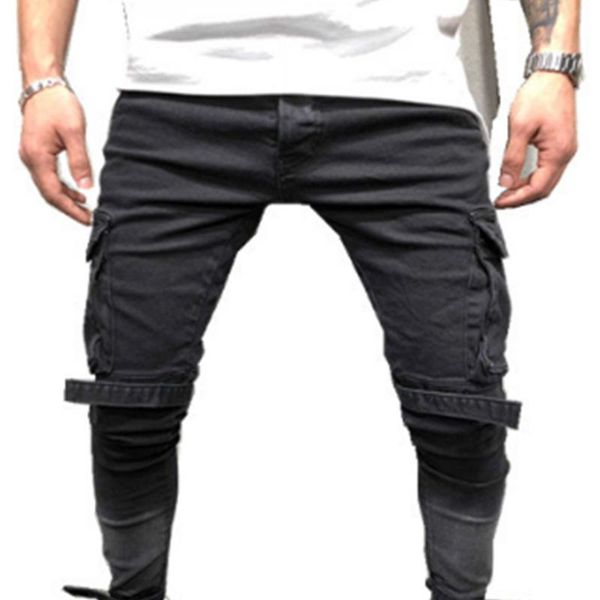 men's jeans fall/winter slim-fit denim black big pocket casual trousers, Blue
men's jeans fall/winter slim-fit denim black big pocket casual trousers, Blue