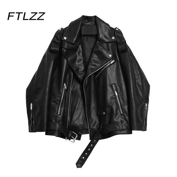 women's leather & faux autumn black retro jacket women loose oversized pu coat ladies fashion biker moto outwear with belt
women's leather & faux autumn black retro jacket women loose oversized pu coat ladies fashion biker moto outwear with belt