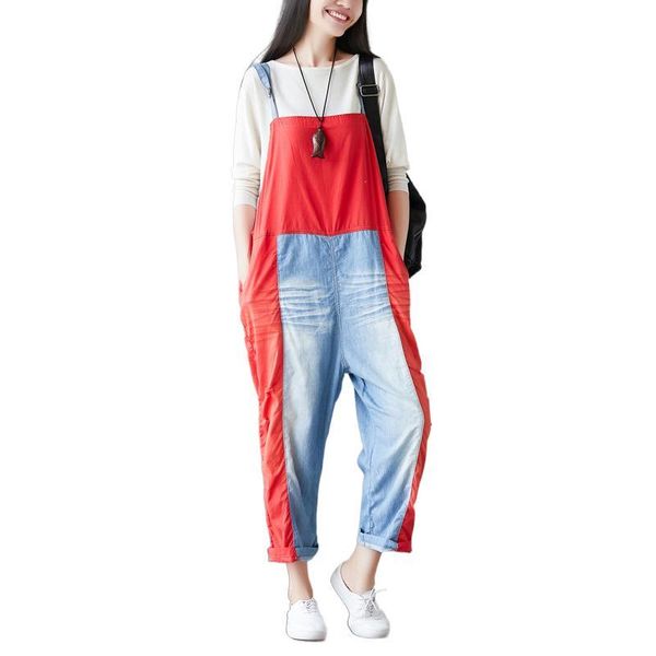women's jeans fairynatural summer autumn style women retro blue overalls female loose casual spliced cuffs denim pants big size
women's jeans fairynatural summer autumn style women retro blue overalls female loose casual spliced cuffs denim pants big size