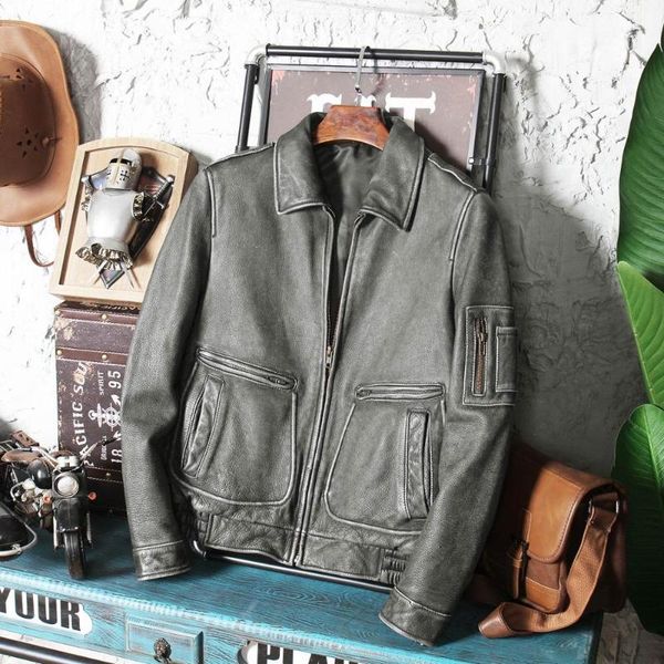 vintage brown military style pilot leather jacket men plus size 5xl genuine cowhide autumn slim fit aviation coat men's & faux, Black
vintage brown military style pilot leather jacket men plus size 5xl genuine cowhide autumn slim fit aviation coat men's & faux, Black