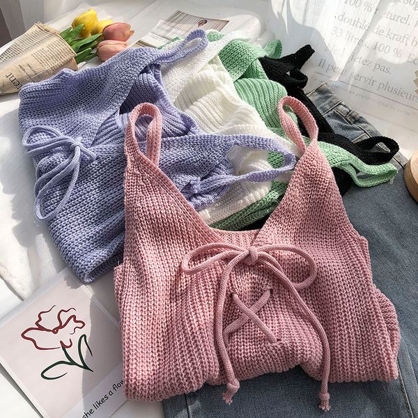 camis tank women korean casual cross tie bow sleeveless solid color knitted sling vest womens cami clothes 210420, White
camis tank women korean casual cross tie bow sleeveless solid color knitted sling vest womens cami clothes 210420, White