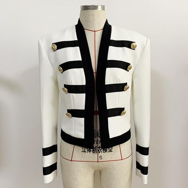 women's jackets 2021 ladies handsome jacket lion buckle black and white contrast fashion slim fit suit o22, Black;brown
women's jackets 2021 ladies handsome jacket lion buckle black and white contrast fashion slim fit suit o22, Black;brown