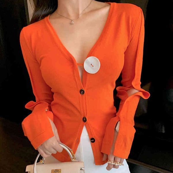 sweaters deep v sweater women's big button slim long sleeve slit cuffs autumn female knit cardigans, White;black
sweaters deep v sweater women's big button slim long sleeve slit cuffs autumn female knit cardigans, White;black