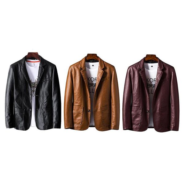 men's jackets 2021 spring autumn fashion casual lapel leather dress suit coat / male business pu blazers jacket, Black;brown
men's jackets 2021 spring autumn fashion casual lapel leather dress suit coat / male business pu blazers jacket, Black;brown