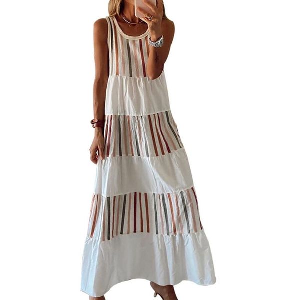 casual dresses women summer sleeveless o-neck maxi long tank dress bohemian striped patchwork print loose ruffles flare beach sundress, Black;gray
casual dresses women summer sleeveless o-neck maxi long tank dress bohemian striped patchwork print loose ruffles flare beach sundress, Black;gray