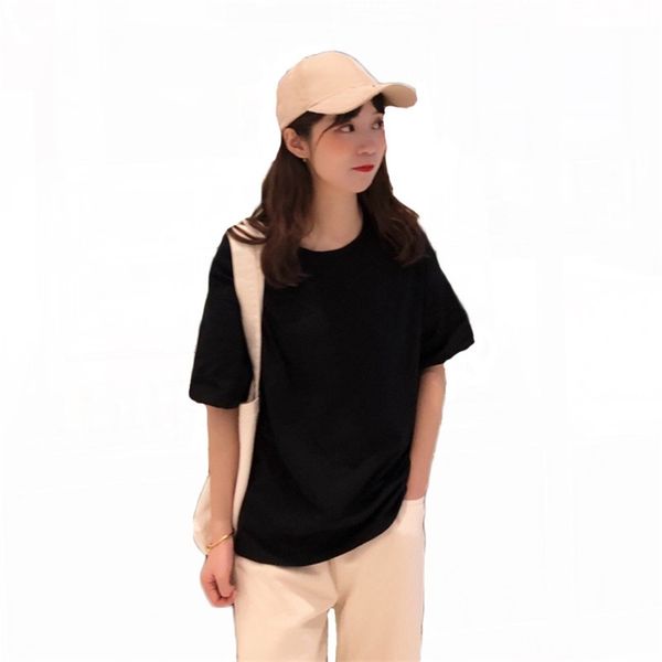 solid color t-shirt women summer fashion casual loose round neck short sleeve black white shirt female lr1181 210531
solid color t-shirt women summer fashion casual loose round neck short sleeve black white shirt female lr1181 210531