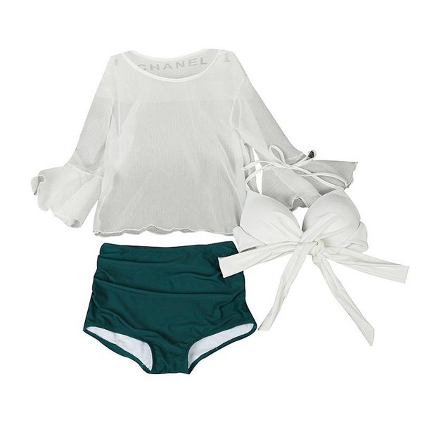 women's swimwear high waist push up swimsuit two piece with cover women bathing suit swimming for spring cloth beach wear, White;black
women's swimwear high waist push up swimsuit two piece with cover women bathing suit swimming for spring cloth beach wear, White;black