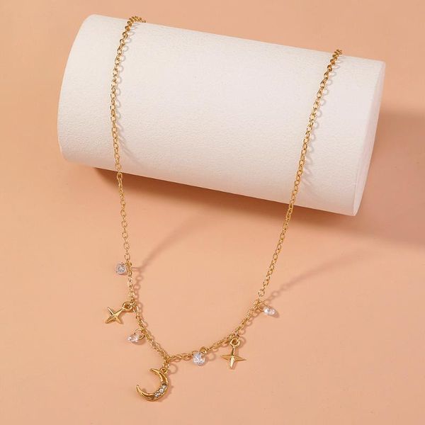pendant necklaces fashion simple and fresh zircon moon necklace star tassel clavicle chain curved temperament female, Silver
pendant necklaces fashion simple and fresh zircon moon necklace star tassel clavicle chain curved temperament female, Silver