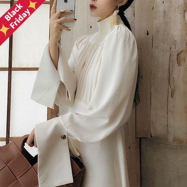 white elegant dress women autumn turtlneck vintage retro female casual korean one-piece fall 2021 clothing dresses, Black;gray
white elegant dress women autumn turtlneck vintage retro female casual korean one-piece fall 2021 clothing dresses, Black;gray