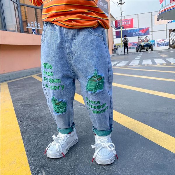 spring autumn baby boys jeans pants fashion korean letters denim for boy kids broken hole casual trousers 2-8 y, Blue
spring autumn baby boys jeans pants fashion korean letters denim for boy kids broken hole casual trousers 2-8 y, Blue