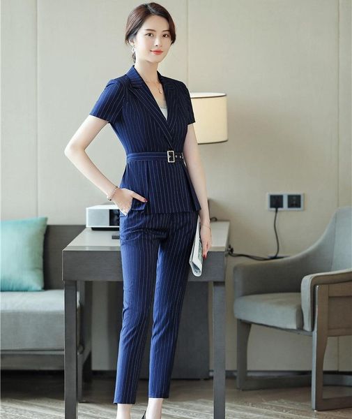 summer fashion striped 2 piece sets with pants and jackets coat for ladies office work wear blazers suit women's two, White
summer fashion striped 2 piece sets with pants and jackets coat for ladies office work wear blazers suit women's two, White