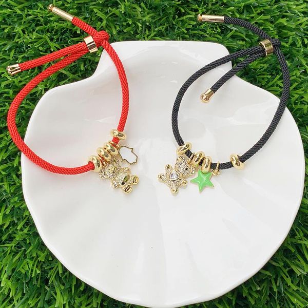 link, chain cz micro pave mini bear enamel star/harms palm shape electroplating pendant accessories adjustable string bracelet, Black
link, chain cz micro pave mini bear enamel star/harms palm shape electroplating pendant accessories adjustable string bracelet, Black