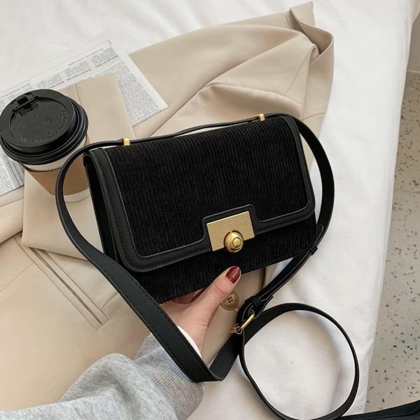 evening bags corduroy shoulder bag women small square designer messenger female lock handbags and purse