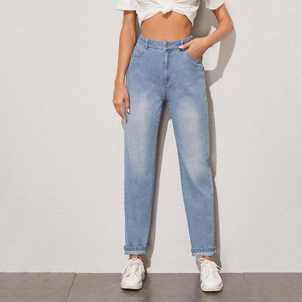 women's jeans summer autumn classic retro high waist straight woman casual cute slim fit soft denim pockets, Blue
women's jeans summer autumn classic retro high waist straight woman casual cute slim fit soft denim pockets, Blue