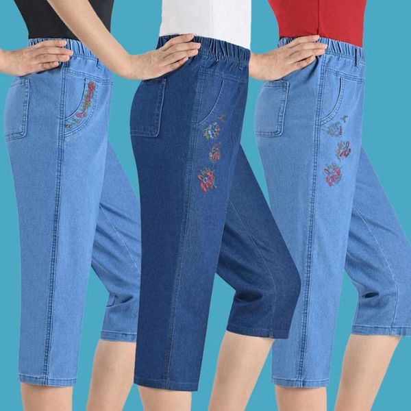 summer ladies elastic waist loose mom jeans women casual embroidery thin calf-length denim pants plus size 5xl s1026 women's, Blue
summer ladies elastic waist loose mom jeans women casual embroidery thin calf-length denim pants plus size 5xl s1026 women's, Blue