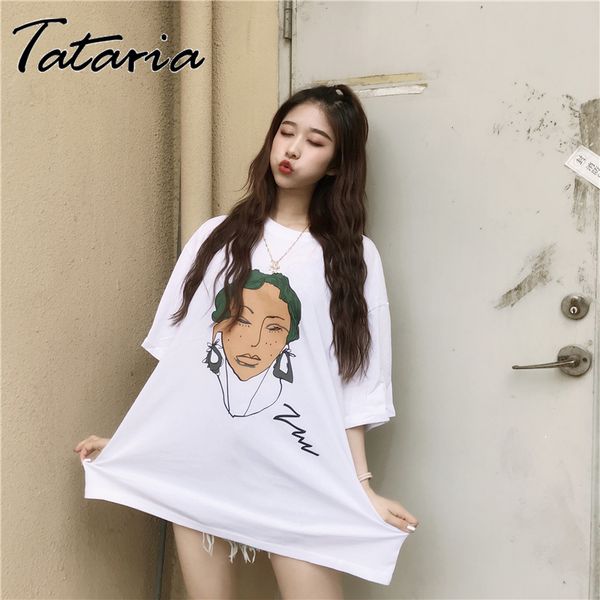 tataria women summer print shirt loose casual harajuku long 's o-neck streetwear short-sleeved 210514, White
tataria women summer print shirt loose casual harajuku long 's o-neck streetwear short-sleeved 210514, White