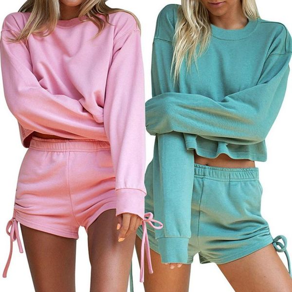 women's tracksuits ladies autumn leisure suit round neck sweater loose and lazy drawstring shorts casual women set, Gray
women's tracksuits ladies autumn leisure suit round neck sweater loose and lazy drawstring shorts casual women set, Gray