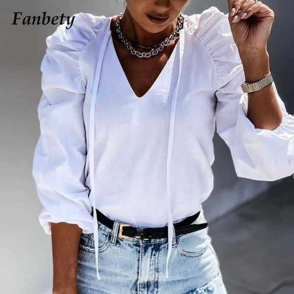 women's blouses & shirts fashion elegant pleated puff sleeve solid v-neck webbing office lady blouse casual autumn women blusas pu, White
women's blouses & shirts fashion elegant pleated puff sleeve solid v-neck webbing office lady blouse casual autumn women blusas pu, White