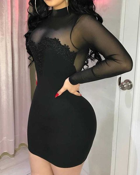 women summer see-through black cocktail party dress club dress sheer mesh flower applique long sleeve bodycon mini dress 210716, Black;gray
women summer see-through black cocktail party dress club dress sheer mesh flower applique long sleeve bodycon mini dress 210716, Black;gray