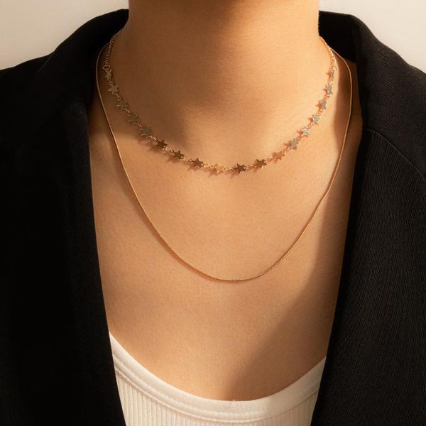 chokers 2021 double-layer gold necklaces for women star chains collar jewelry choker statement necklace luxury lady bijoux, Golden;silver
chokers 2021 double-layer gold necklaces for women star chains collar jewelry choker statement necklace luxury lady bijoux, Golden;silver