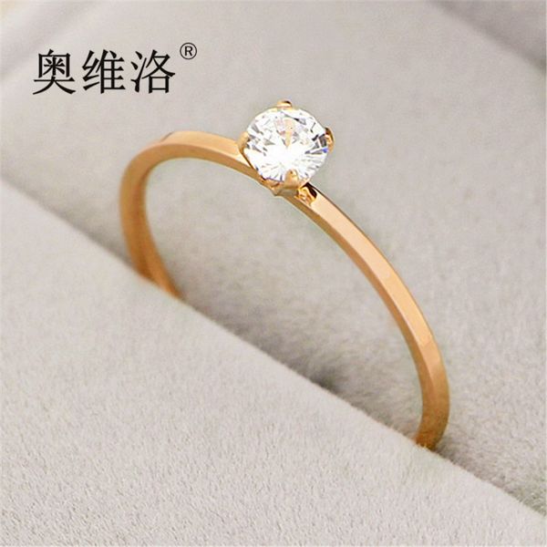 ovillo korean fashion rose gold titanium steel girls fashion exquisite single diamond wedding ring, Silver
ovillo korean fashion rose gold titanium steel girls fashion exquisite single diamond wedding ring, Silver
