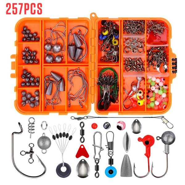 fishing accessories 257pcs texas kit including beads sinker weights snaps rolling swivel connector bass perch sea rock crank hook
fishing accessories 257pcs texas kit including beads sinker weights snaps rolling swivel connector bass perch sea rock crank hook