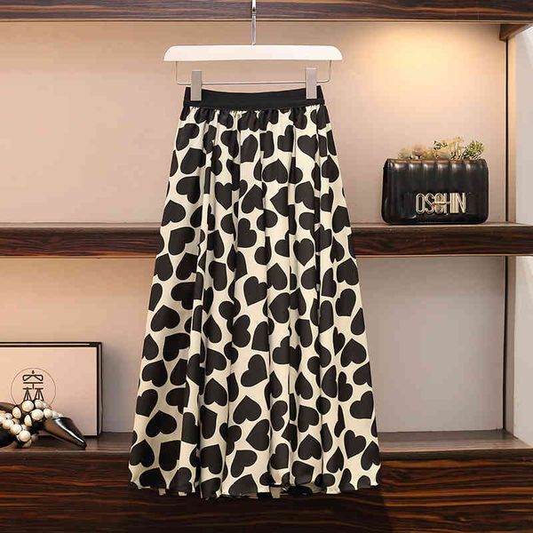 women's skirts heart shape love print plus size high waist elastic european style lady female skirt midi faldas pl126 210506, Black
women's skirts heart shape love print plus size high waist elastic european style lady female skirt midi faldas pl126 210506, Black