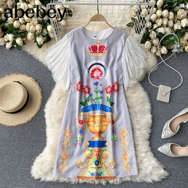 women design retro print dress chic lace short sleeve o neck a-line summer korean fashion streetwear 210512, Black;gray
women design retro print dress chic lace short sleeve o neck a-line summer korean fashion streetwear 210512, Black;gray